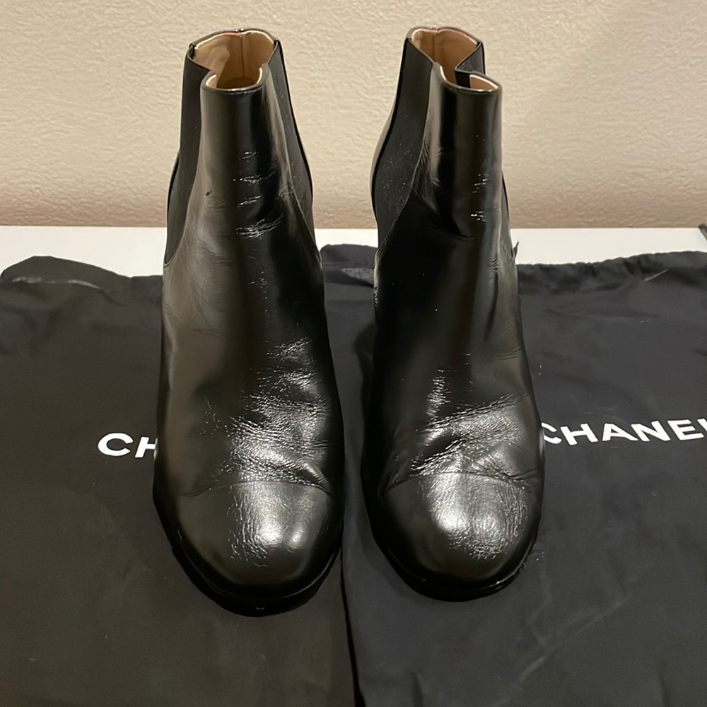Chanel Calfskin short booties size 39 with gold accents